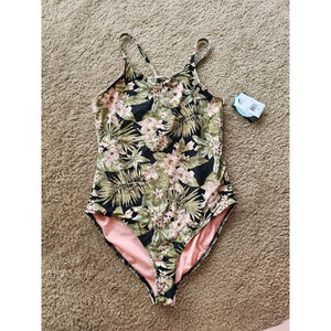 Volcom Kids Green Wild Child One-Piece Swimsuit Size 14 Floral Shadow Lime NEW